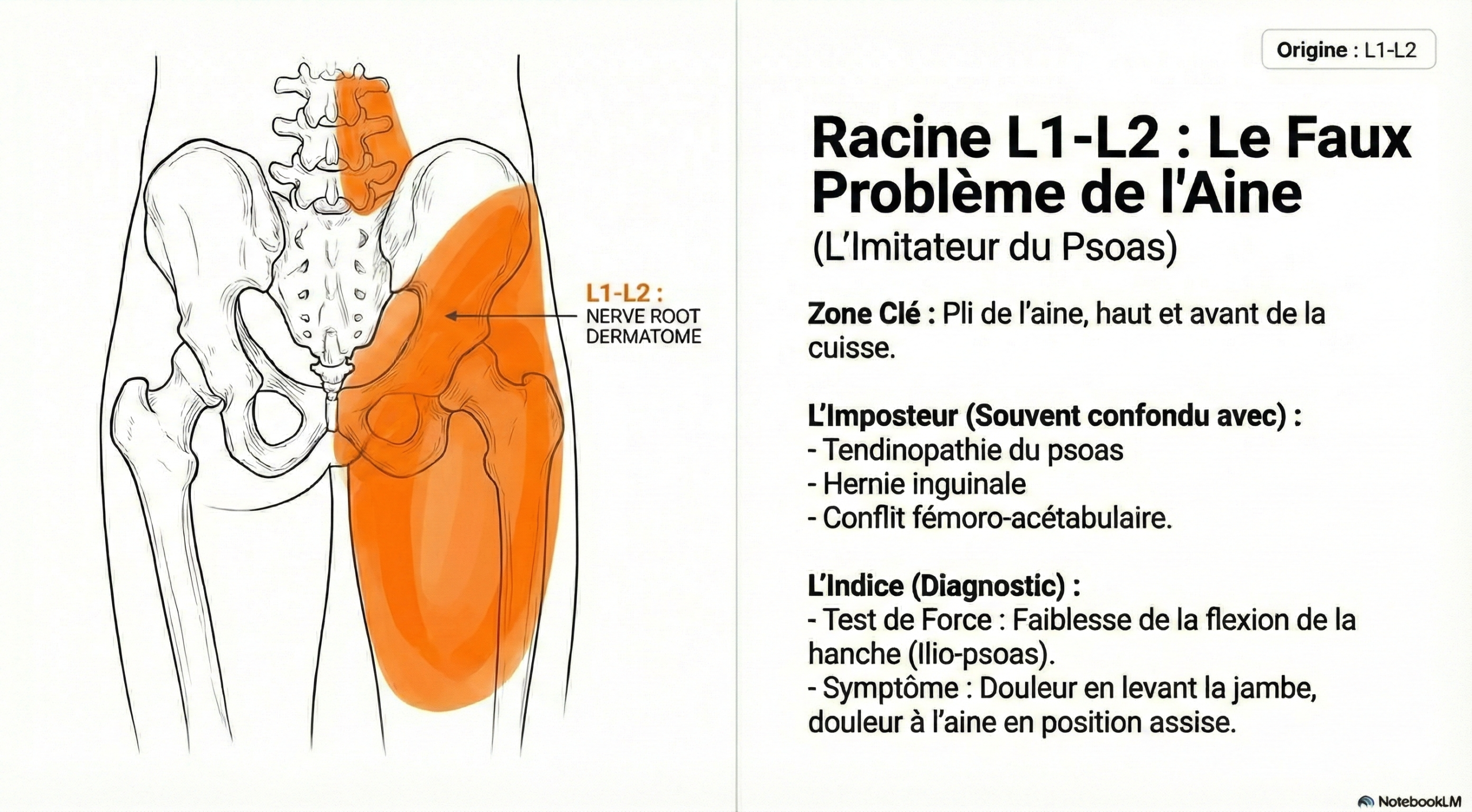 Racine nerveuse L1-L2 - Aine et Psoas