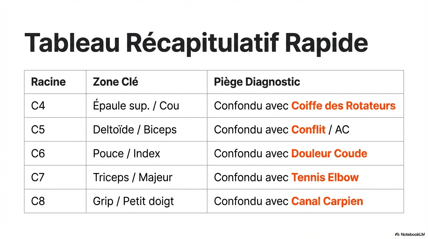 Tableau récapitulatif cervical