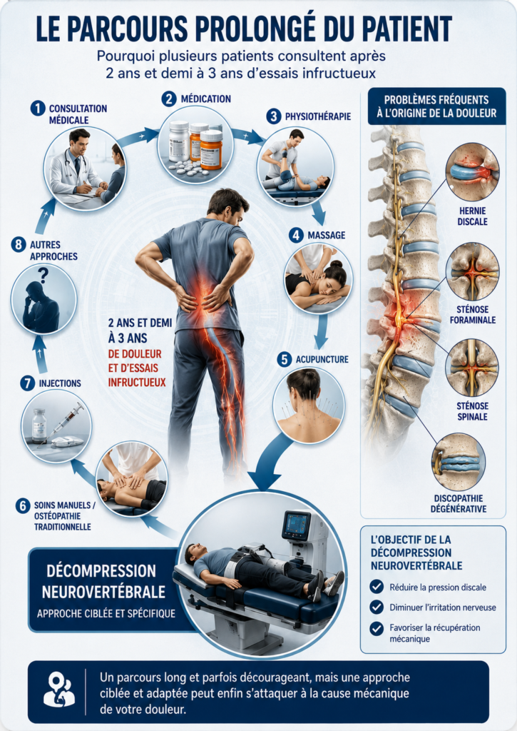 Pourquoi Les Patients Arrivent Souvent À La Décompression Neurovertébrale Après 2 Ans Et Demi À 3 Ans D’essais Infructueux 1 Chatgpt Image 25 Mai 2026 10 42 30 | Pourquoi Les Patients Arrivent Souvent À La Décompression Neurovertébrale Après 2 Ans Et Demi À 3 Ans D’essais Infructueux | Décompression