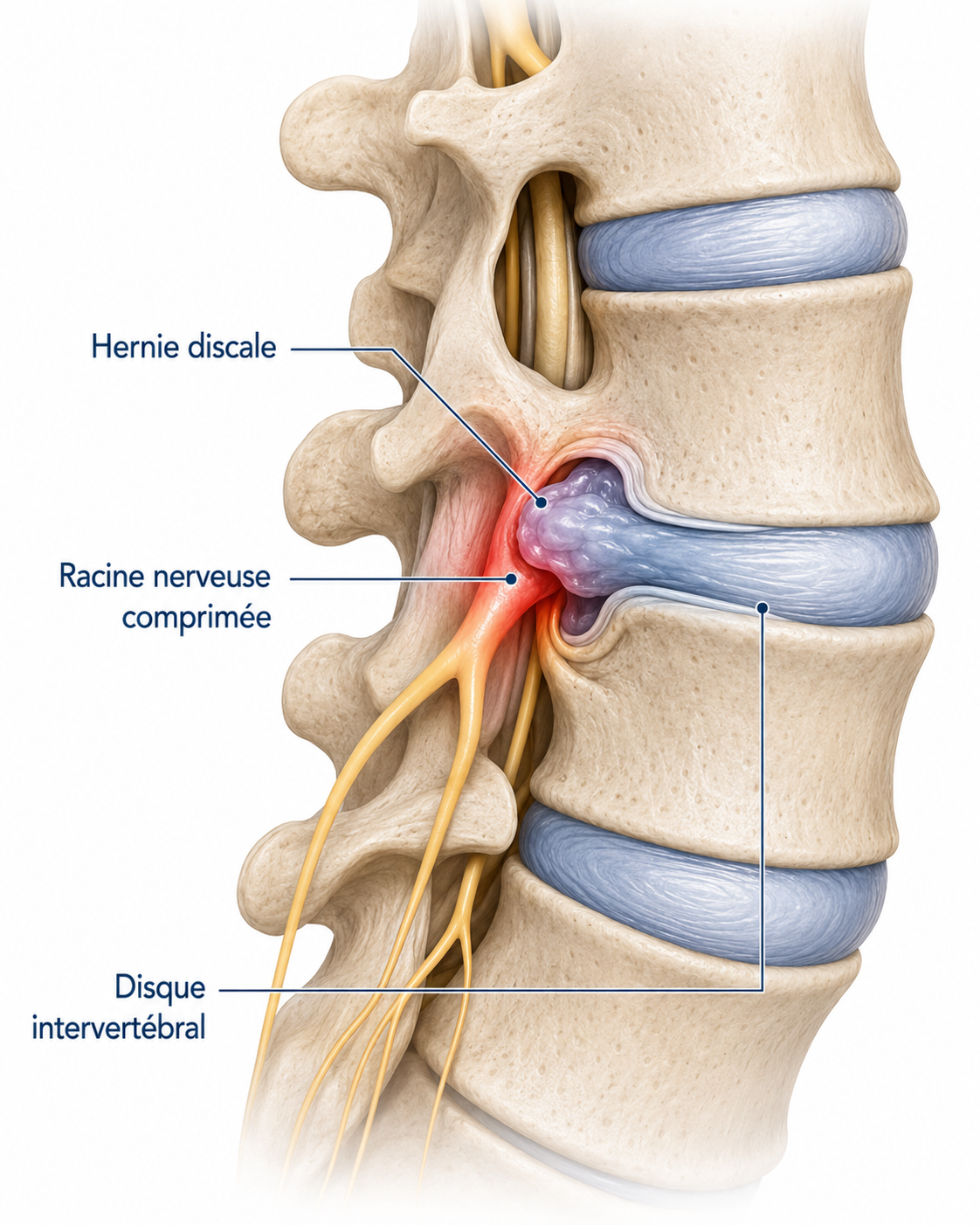 Hernie Discale Lombaire Comprimant Une Racine Nerveuse Pouvant Causer Une Douleur Sciatique