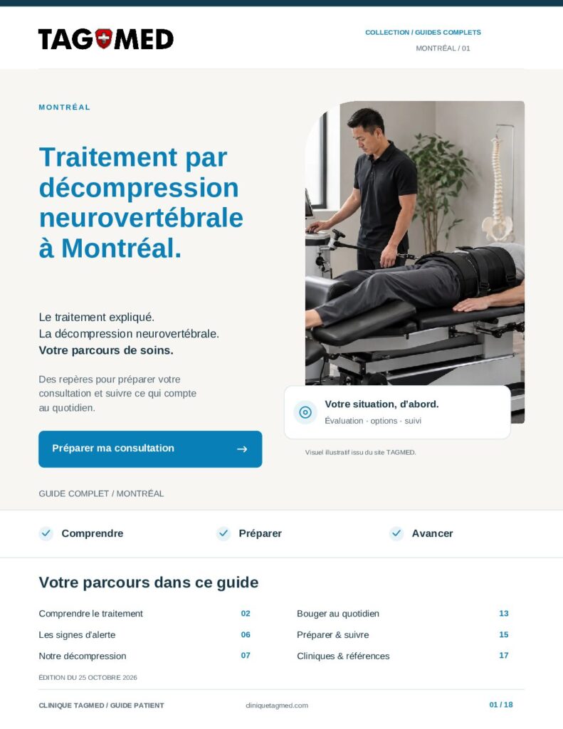 Traitement Par Décompression Neurovertébrale À Montréal 4 Couverture Du Guide : Traitement Par Décompression Neurovertébrale À Montréal