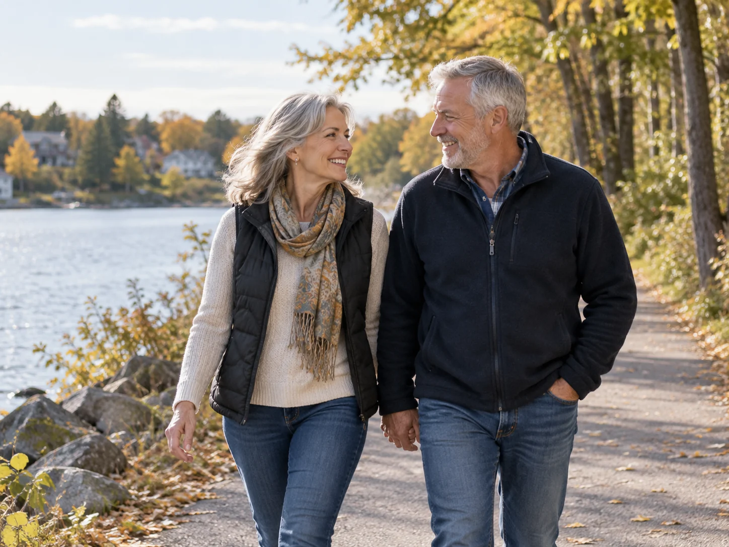 Régions Desservies — Grand Montréal 3 Couple Marchant Sur Un Sentier Au Bord De L’eau