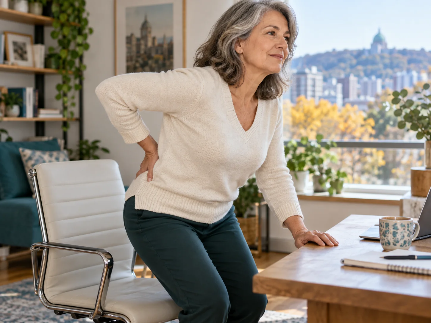 Femme Se Levant D’une Chaise Pendant Une Pause Au Bureau