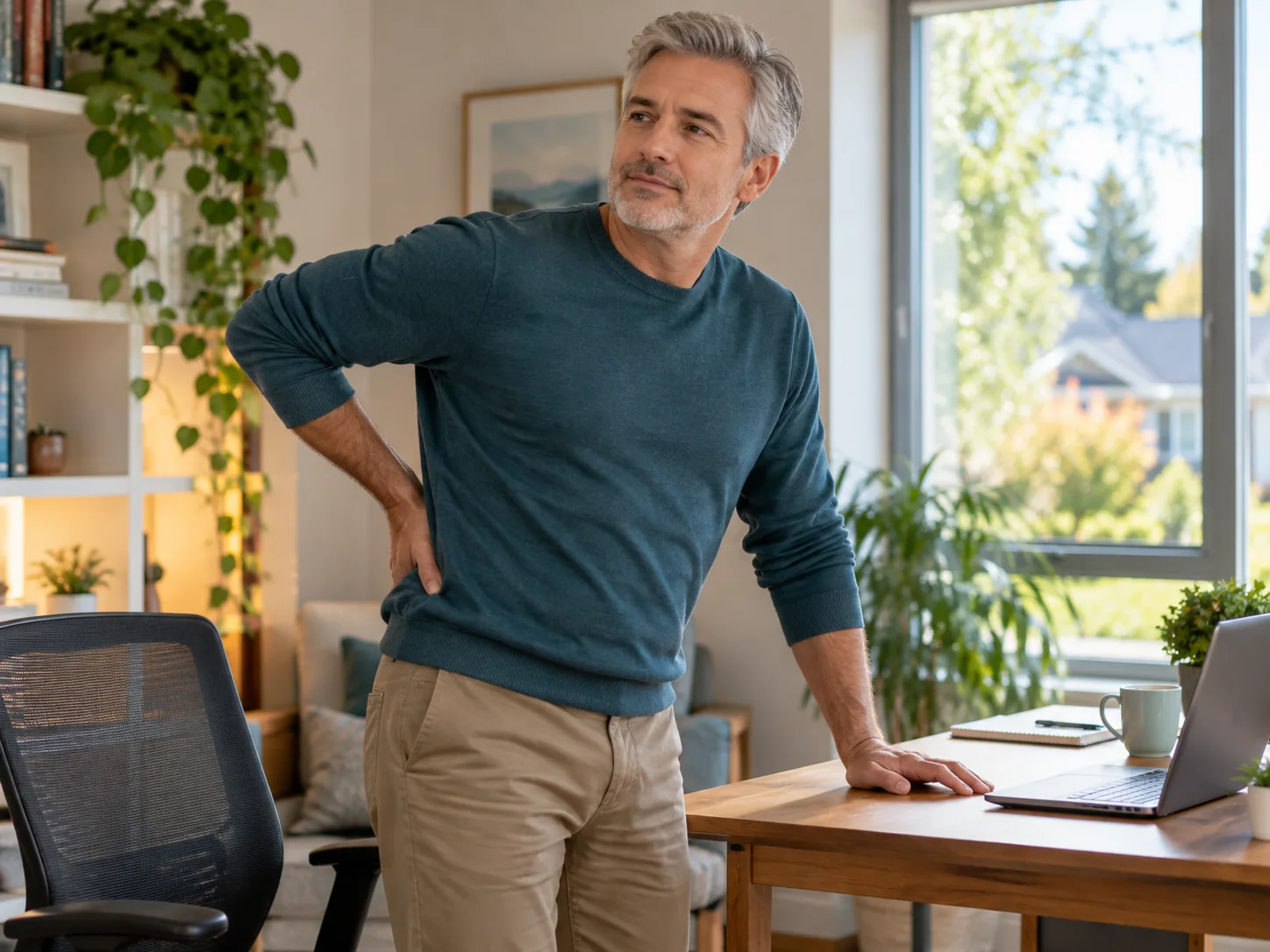 Traitement De La Protrusion Discale À Terrebonne 2 Man taking a standing break near his desk