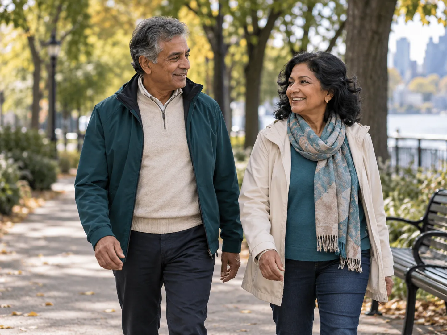 Homme Marchant Tranquillement Avec Une Personne Qui L’accompagne